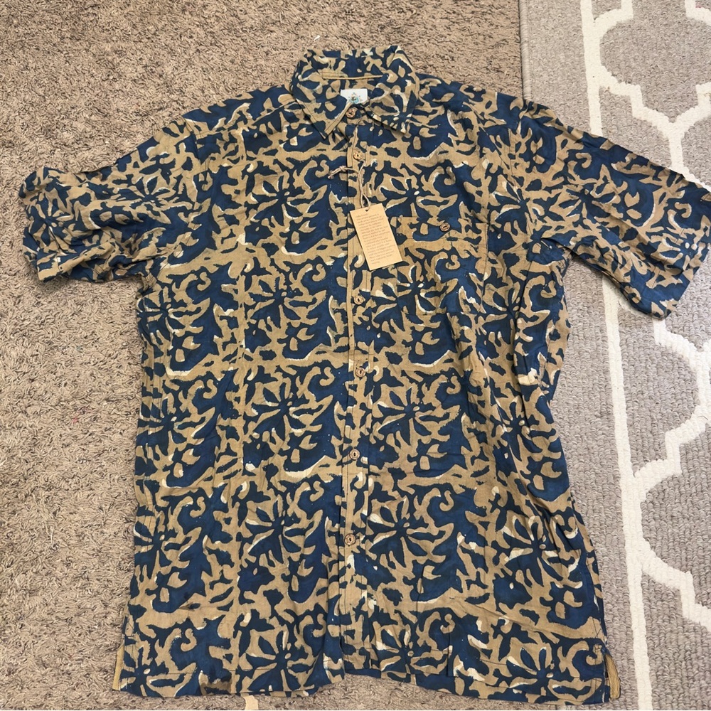 The Territory Ahead Indigo Block Print Shirt